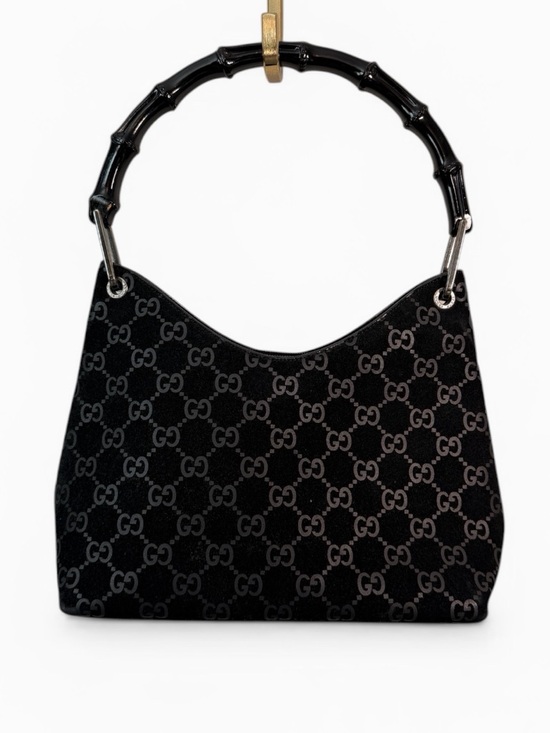 Gucci Handbags - RARE Vintage Y2K Gucci by Tom Ford Suede Hobo Bamboo Handle